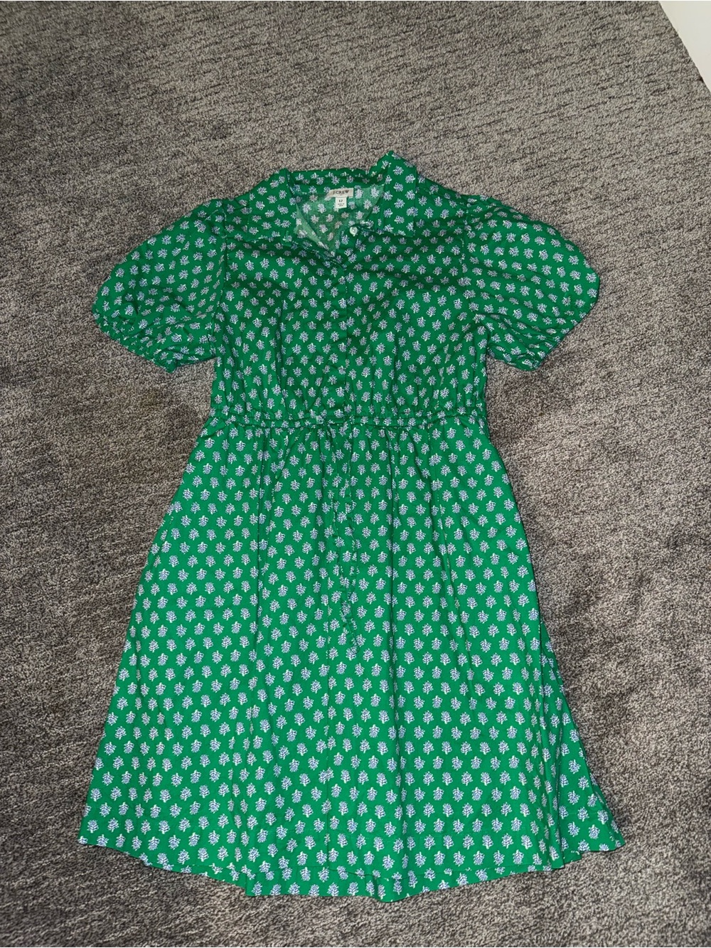 J. Crew Green Floral Dress with Peter Pan Collar